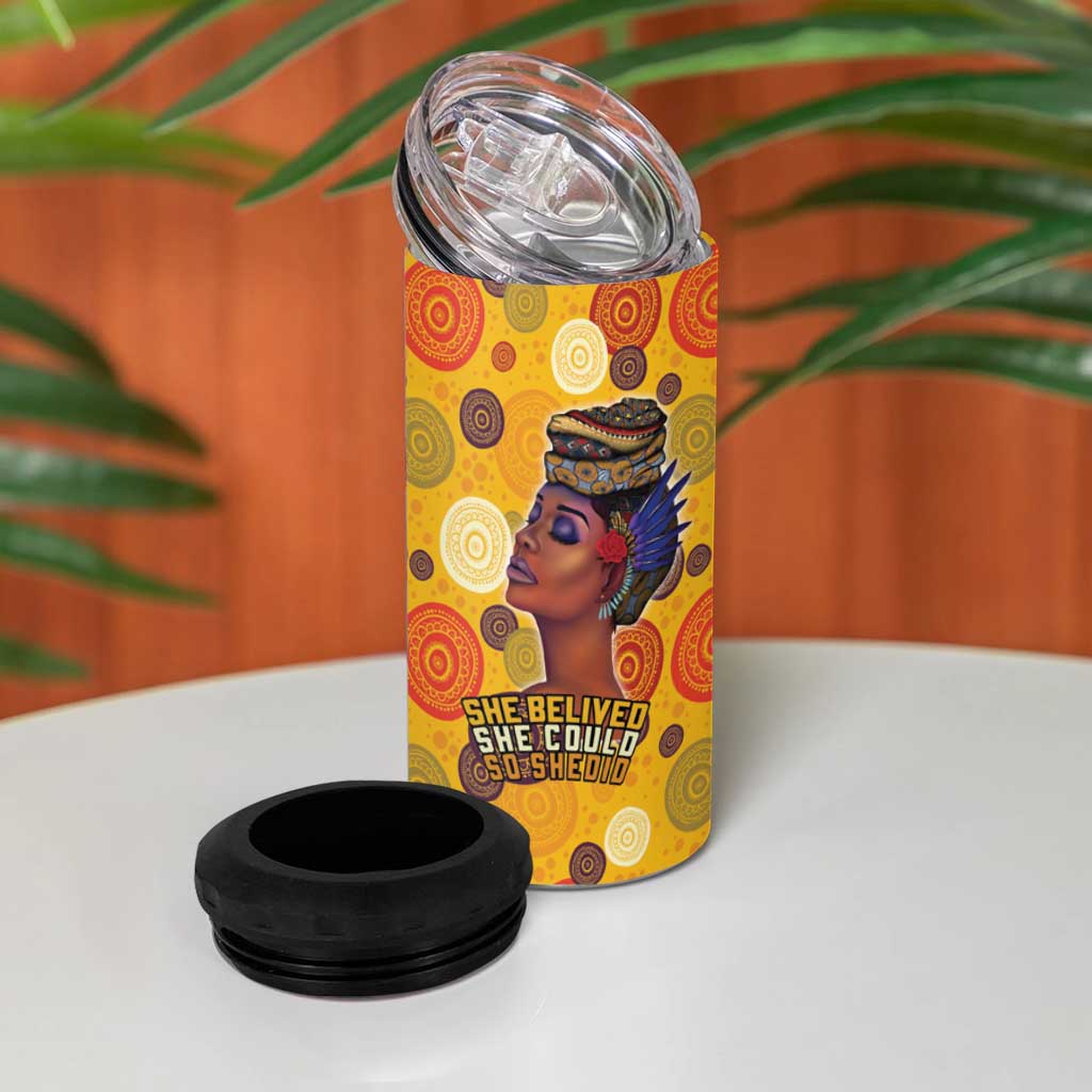 African Women 4 in 1 Can Cooler Tumbler She Believed She Could So She Did DT03