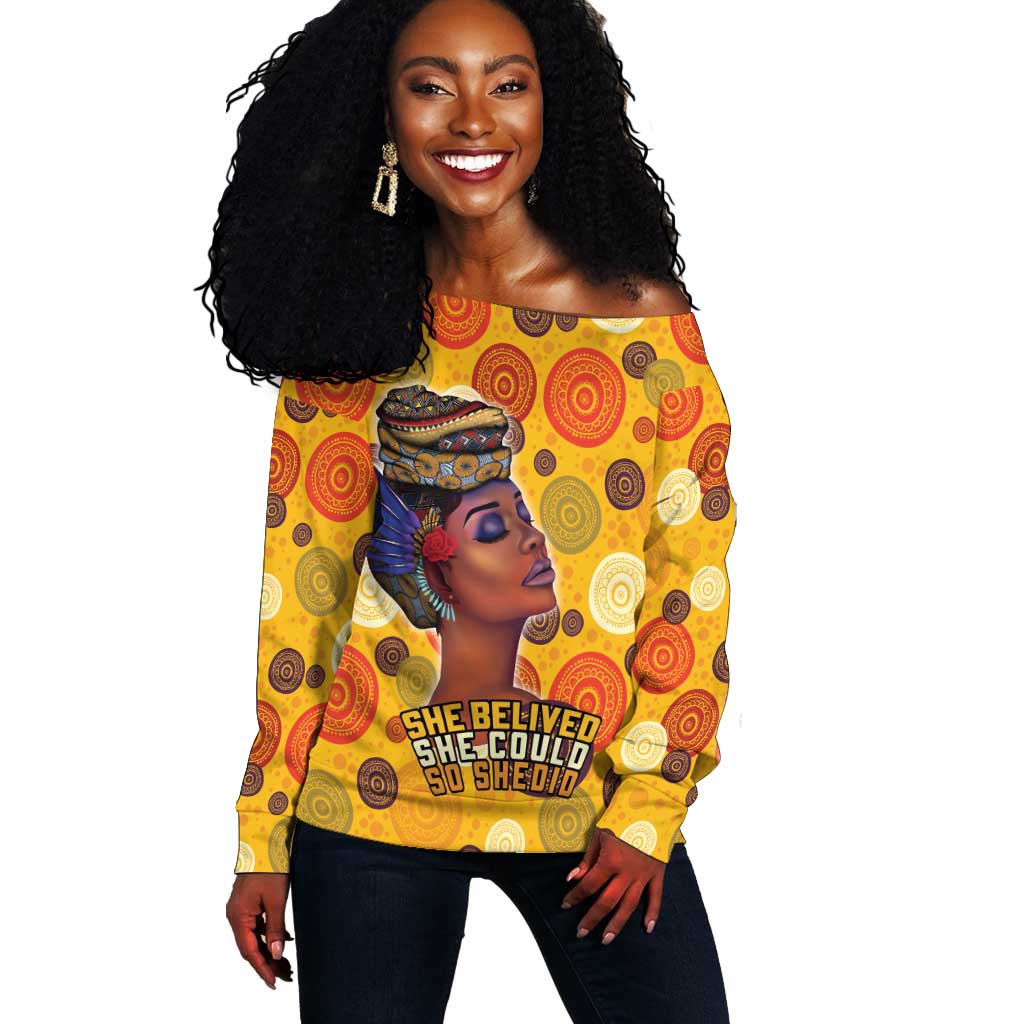 African Women Off Shoulder Sweater She Believed She Could So She Did DT03