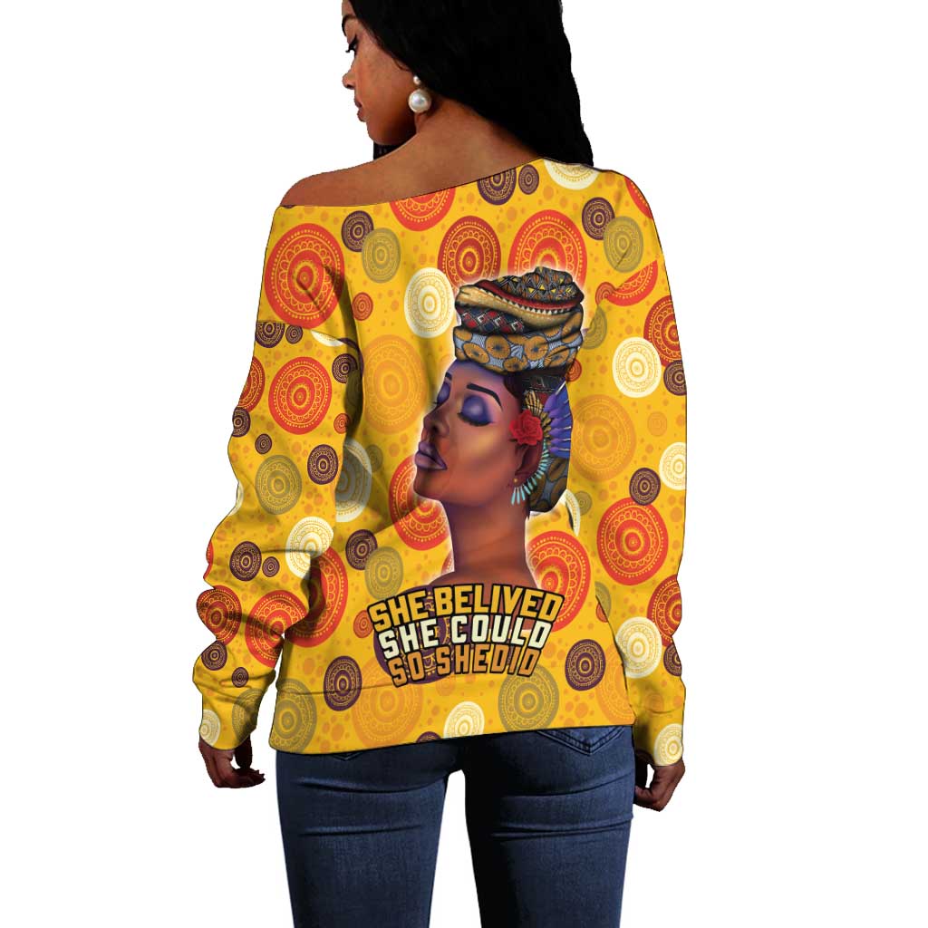 African Women Off Shoulder Sweater She Believed She Could So She Did DT03