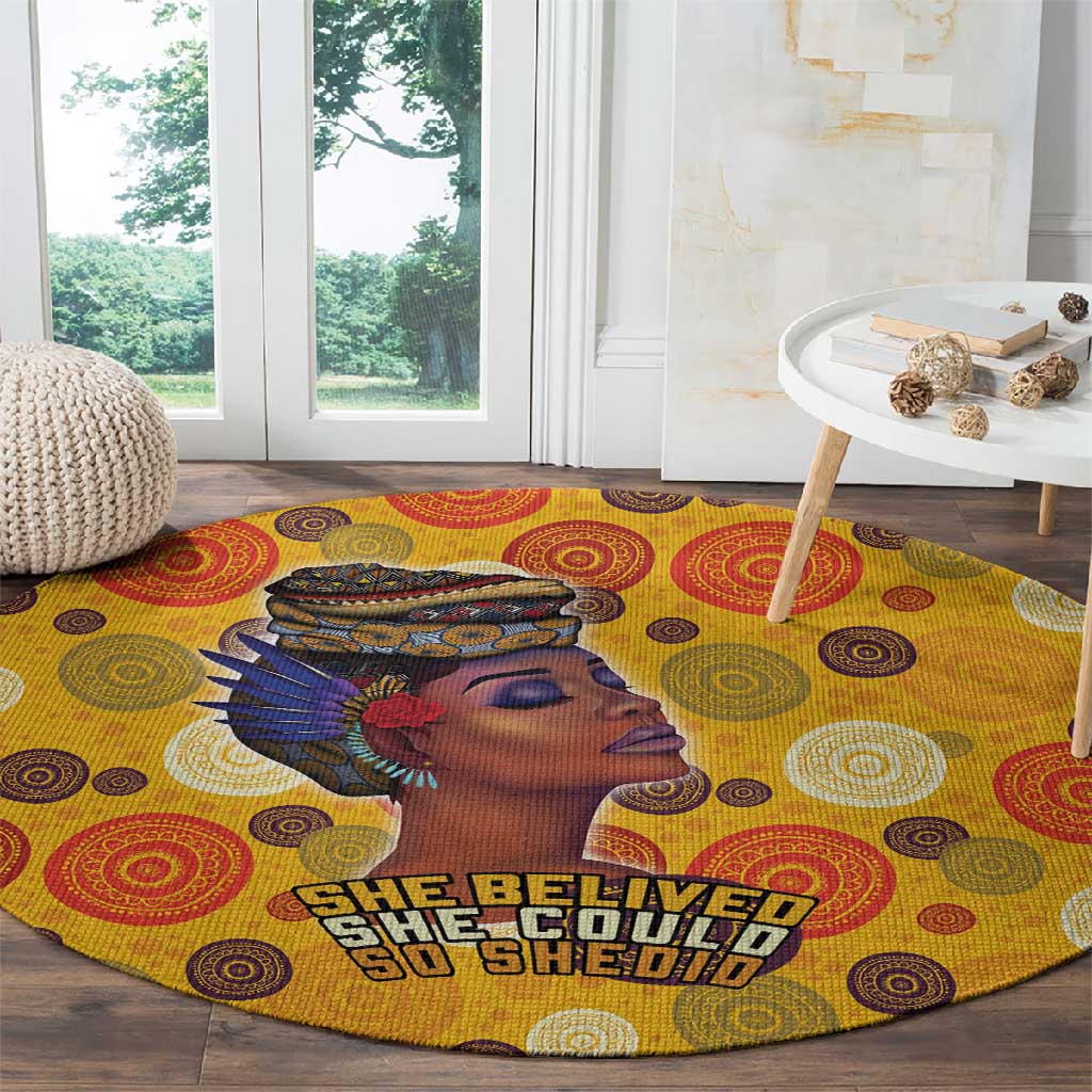 African Women Round Carpet She Believed She Could So She Did DT03