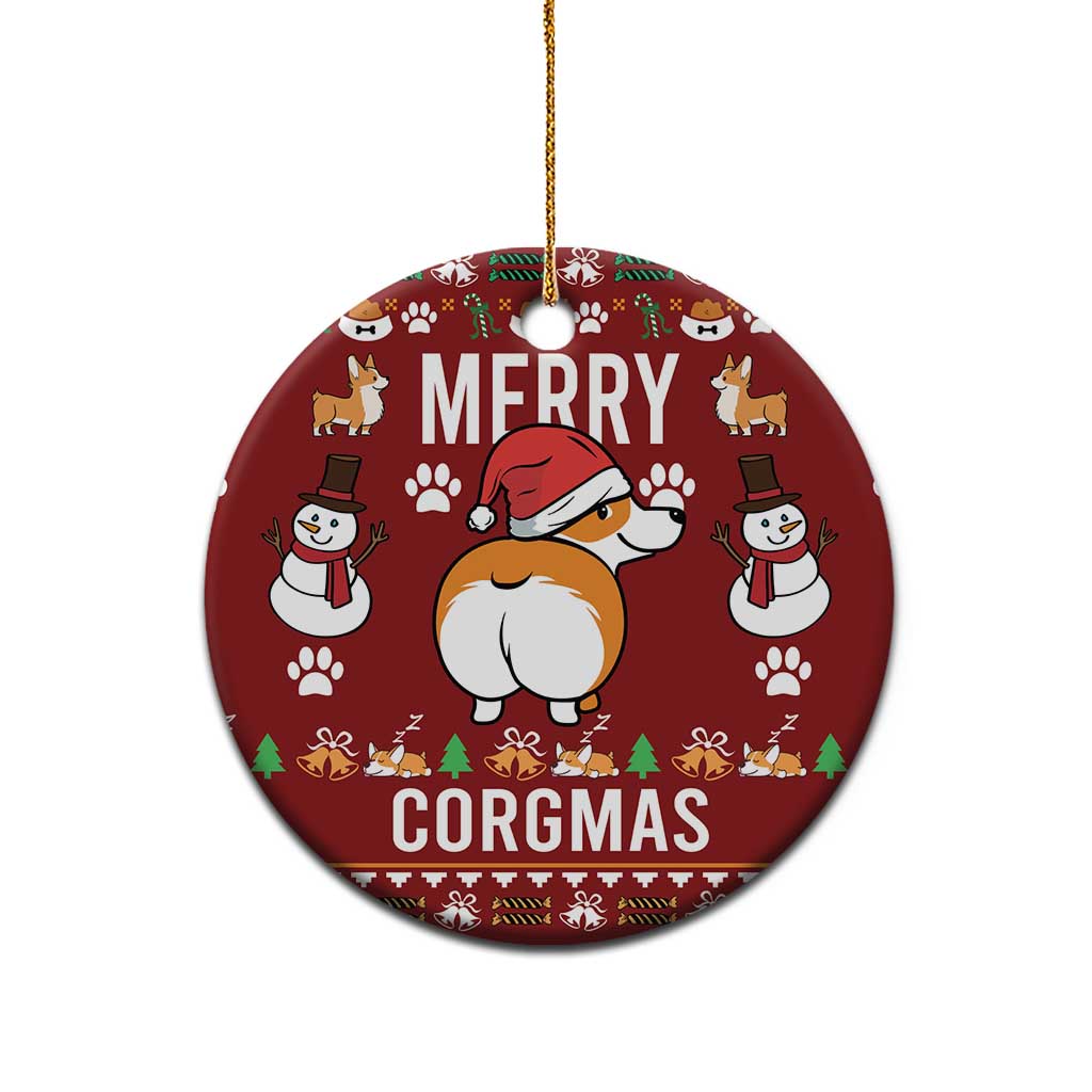 Funny Corgi Dog Ceramic Ornament Merry CORGMAS Christmas DT03