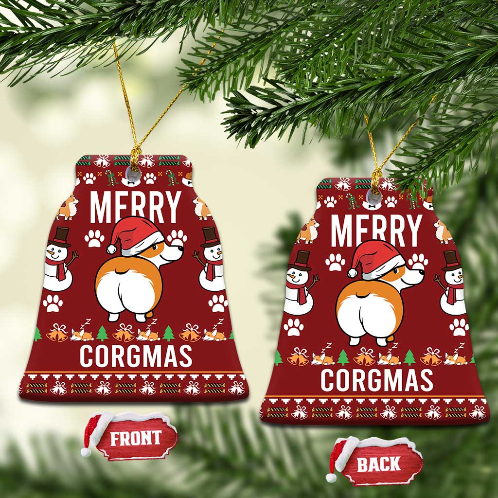 Funny Corgi Dog Ceramic Ornament Merry CORGMAS Christmas DT03
