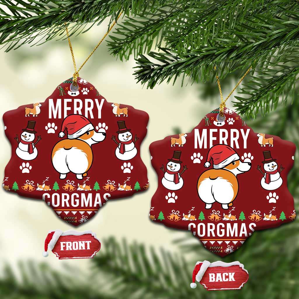 Funny Corgi Dog Ceramic Ornament Merry CORGMAS Christmas DT03