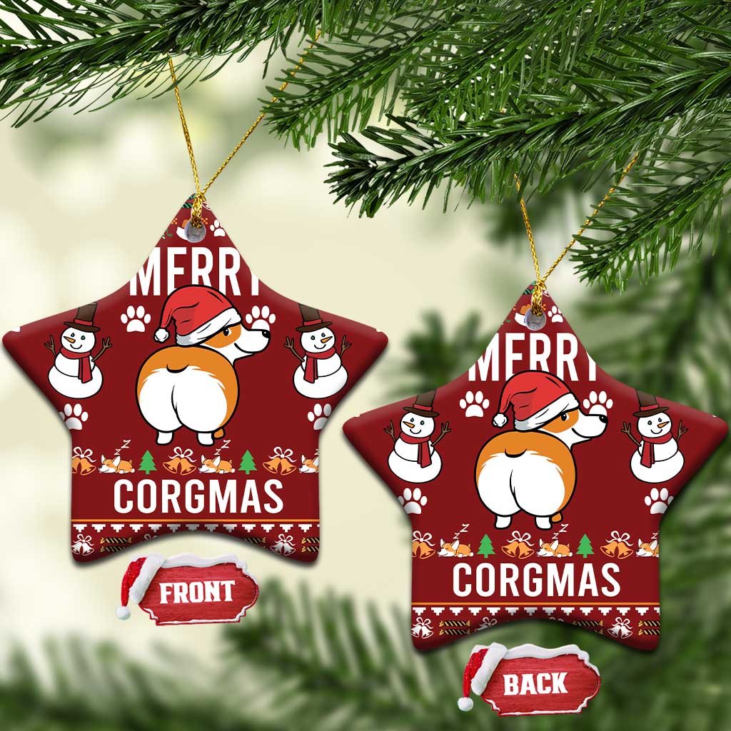 Funny Corgi Dog Ceramic Ornament Merry CORGMAS Christmas DT03