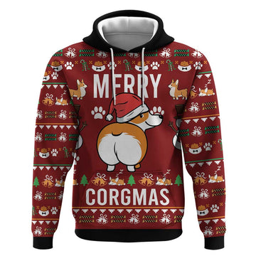 Funny Corgi Dog Hoodie Merry CORGMAS Christmas DT03
