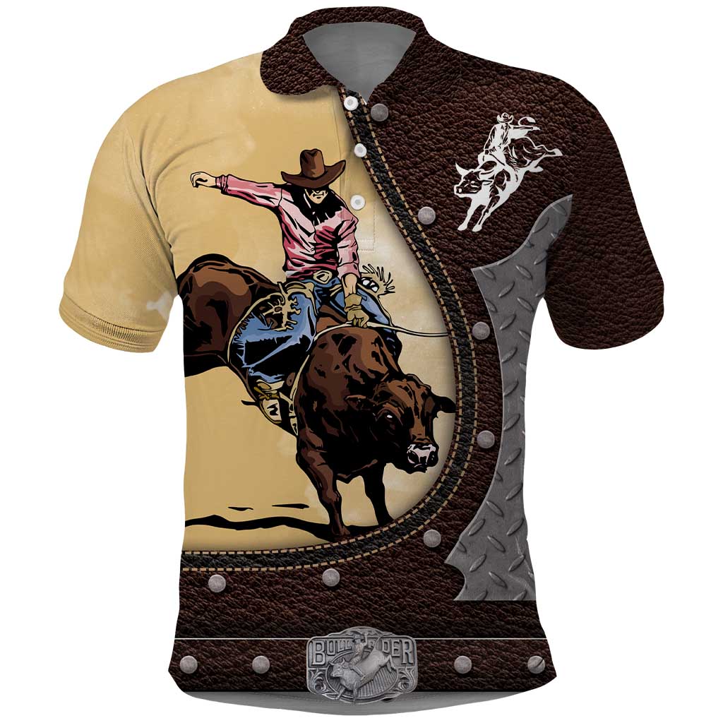Bull Riding Polo Shirt Cowboy Courage Rodeo DT03