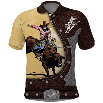 Bull Riding Polo Shirt Cowboy Courage Rodeo DT03