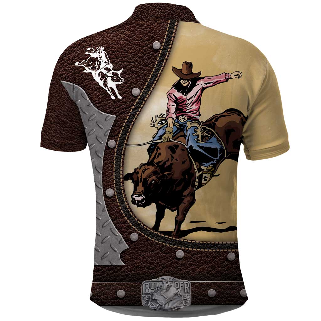 Bull Riding Polo Shirt Cowboy Courage Rodeo DT03