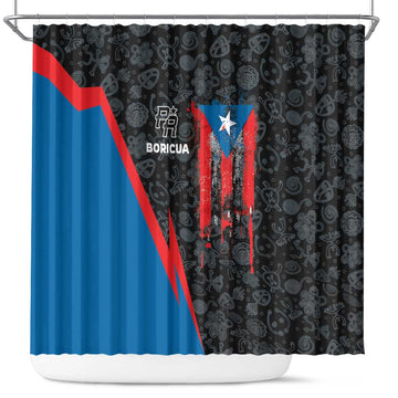 Puerto Rico Shower Curtain Boricua PR Flag Style DT03