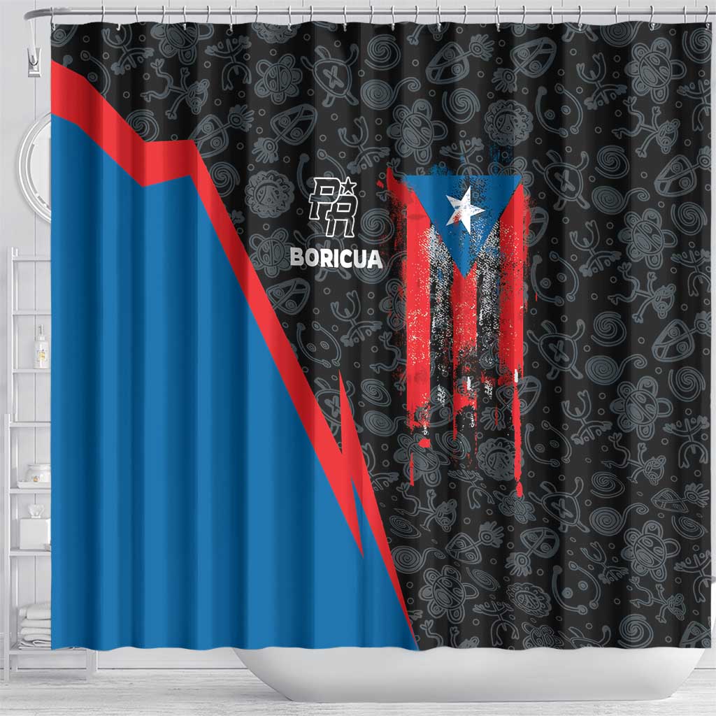 Puerto Rico Shower Curtain Boricua PR Flag Style DT03
