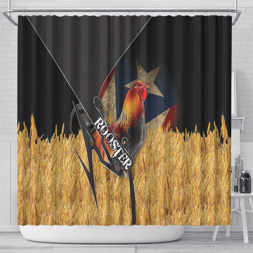 Puerto Rico Rooster Shower Curtain Gallo Boricua DT03