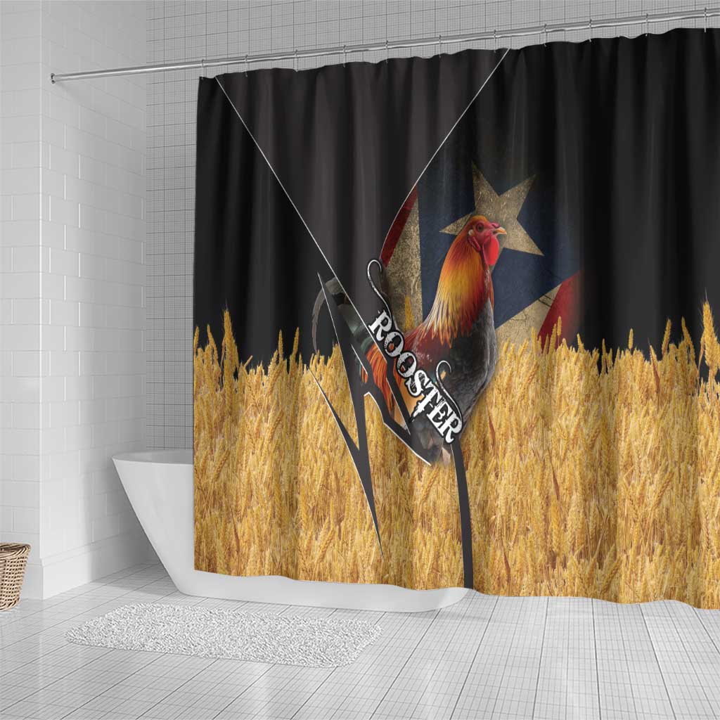 Puerto Rico Rooster Shower Curtain Gallo Boricua DT03
