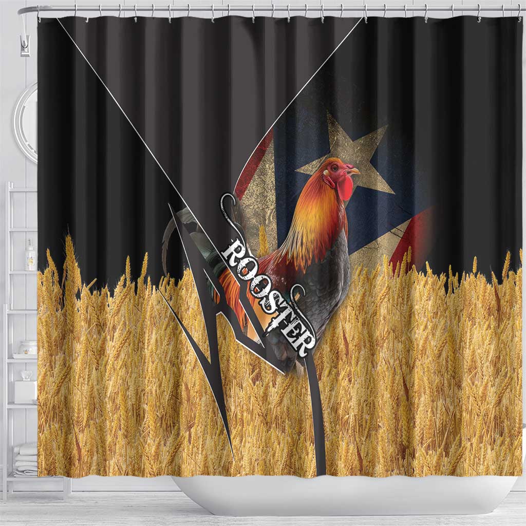 Puerto Rico Rooster Shower Curtain Gallo Boricua DT03