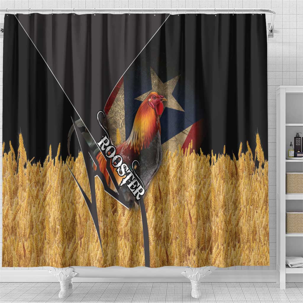 Puerto Rico Rooster Shower Curtain Gallo Boricua DT03