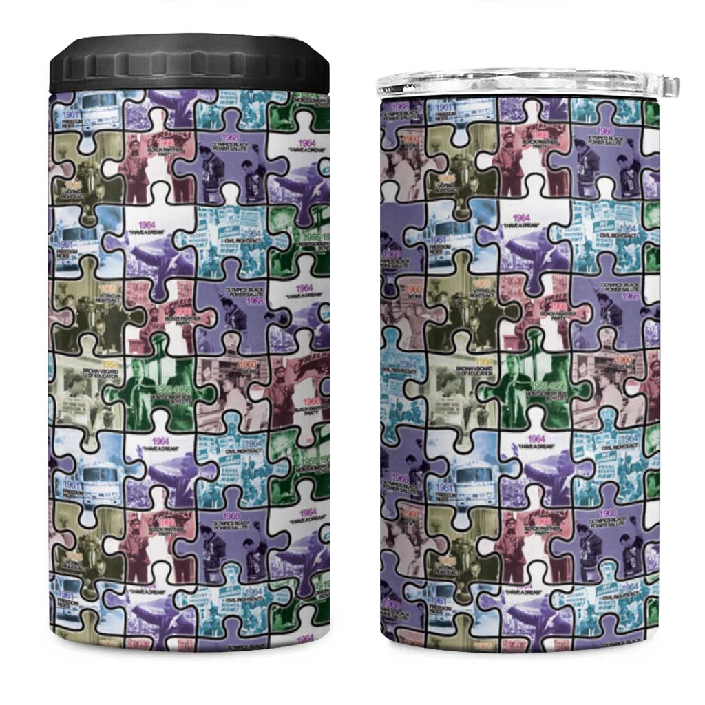 African American 4 in 1 Can Cooler Tumbler The Civil Rights Journey in Puzzle DT03