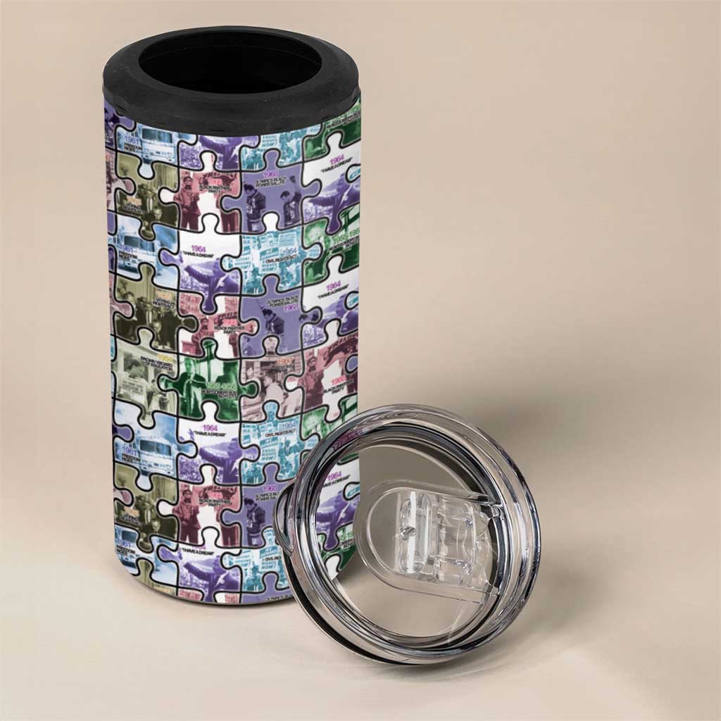 African American 4 in 1 Can Cooler Tumbler The Civil Rights Journey in Puzzle DT03