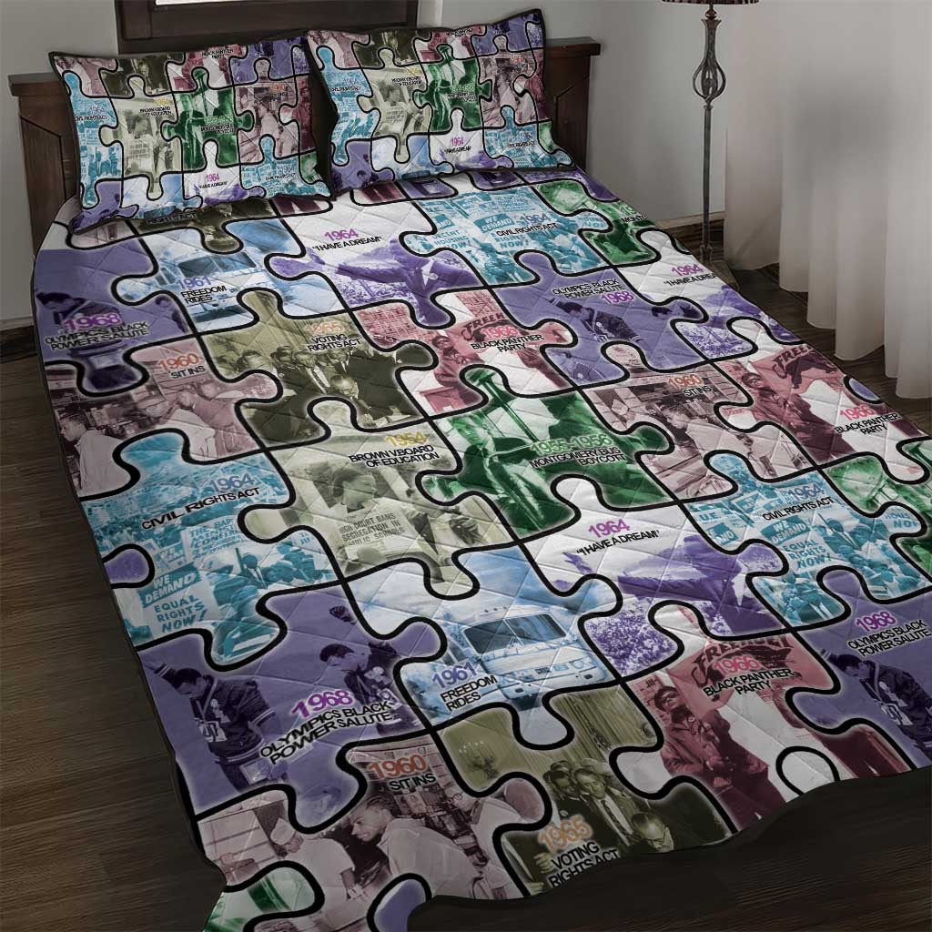 African American Quilt Bed Set The Civil Rights Journey in Puzzle DT03