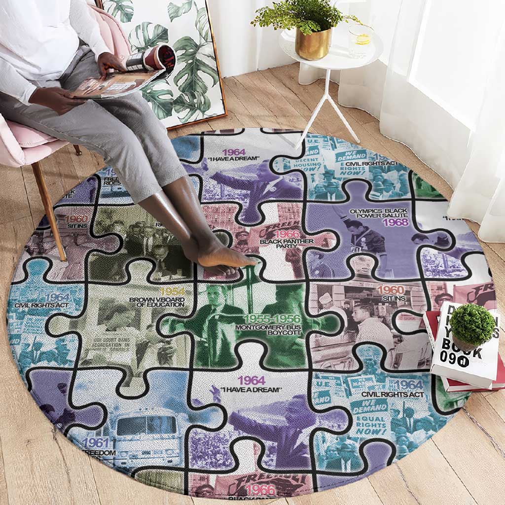 African American Round Carpet The Civil Rights Journey in Puzzle DT03