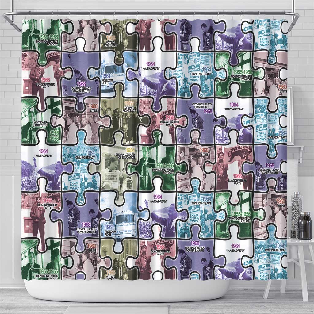 The Civil Rights Journey in Puzzle Shower Curtain African American DT03