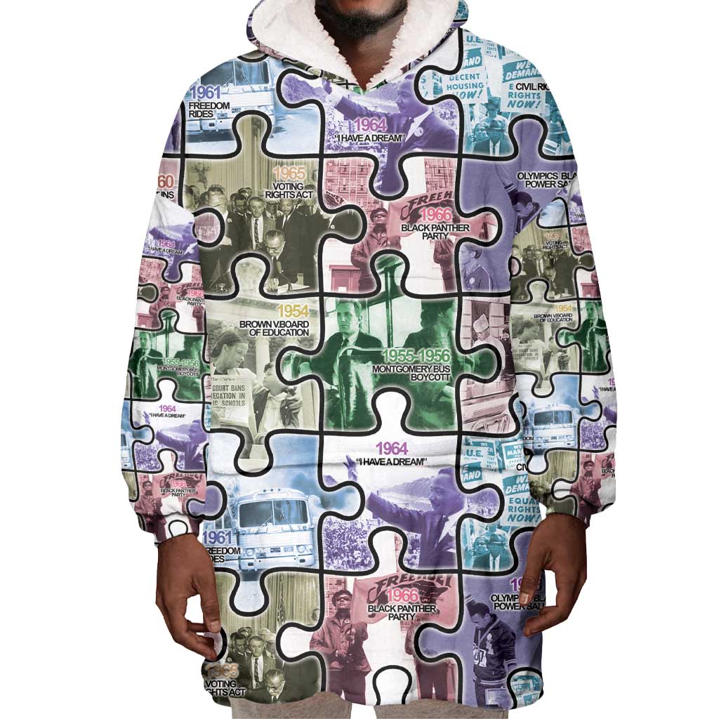 African American Wearable Blanket Hoodie The Civil Rights Journey in Puzzle DT03