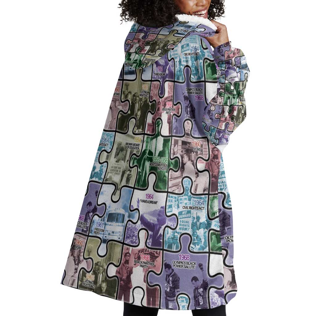 African American Wearable Blanket Hoodie The Civil Rights Journey in Puzzle DT03