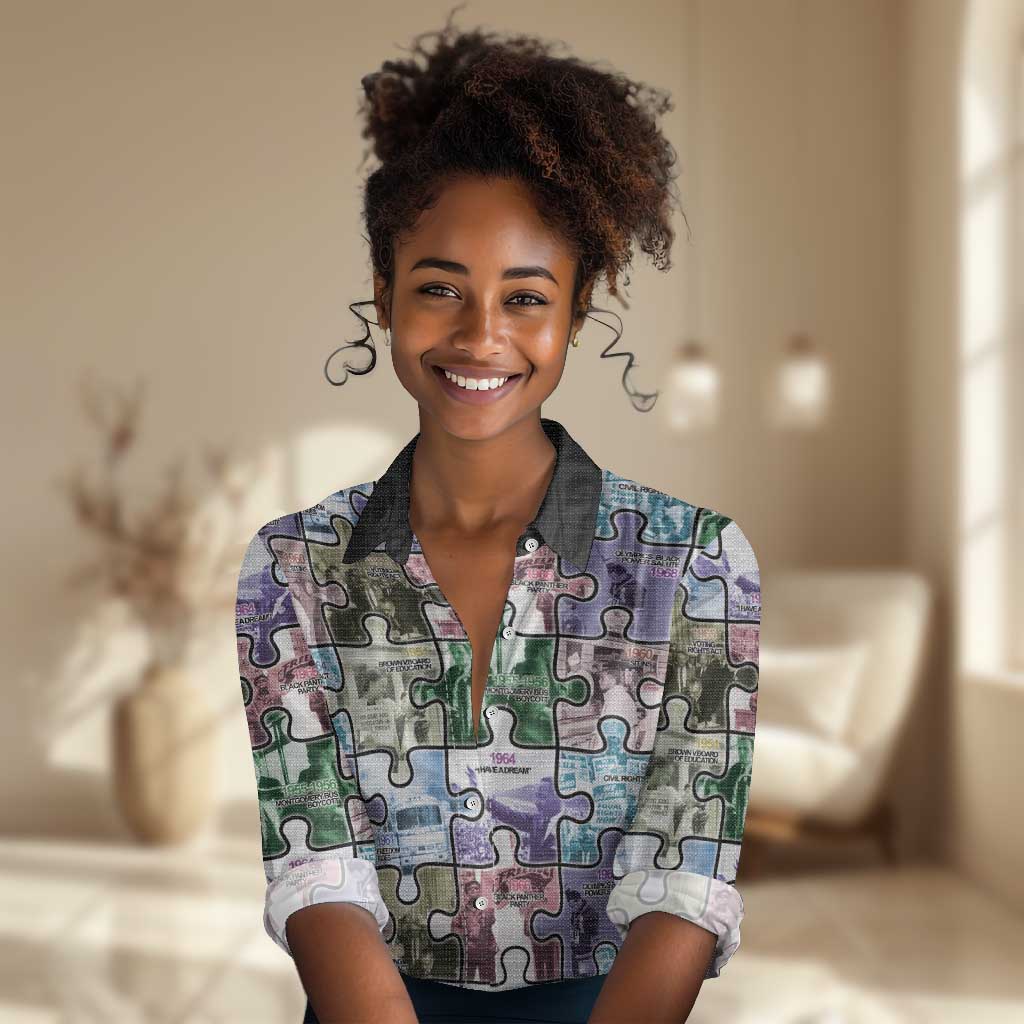 African American Women Casual Shirt The Civil Rights Journey in Puzzle DT03