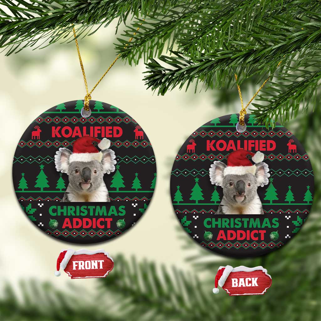 Cute Koala Ceramic Ornament Koalified Christmas Addict DT03