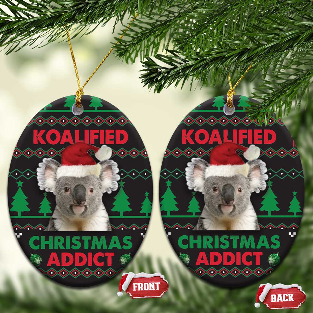 Cute Koala Ceramic Ornament Koalified Christmas Addict DT03