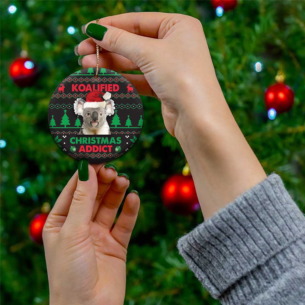 Cute Koala Ceramic Ornament Koalified Christmas Addict DT03