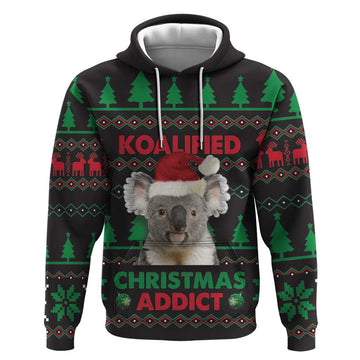 Cute Koala Hoodie Koalified Christmas Addict DT03