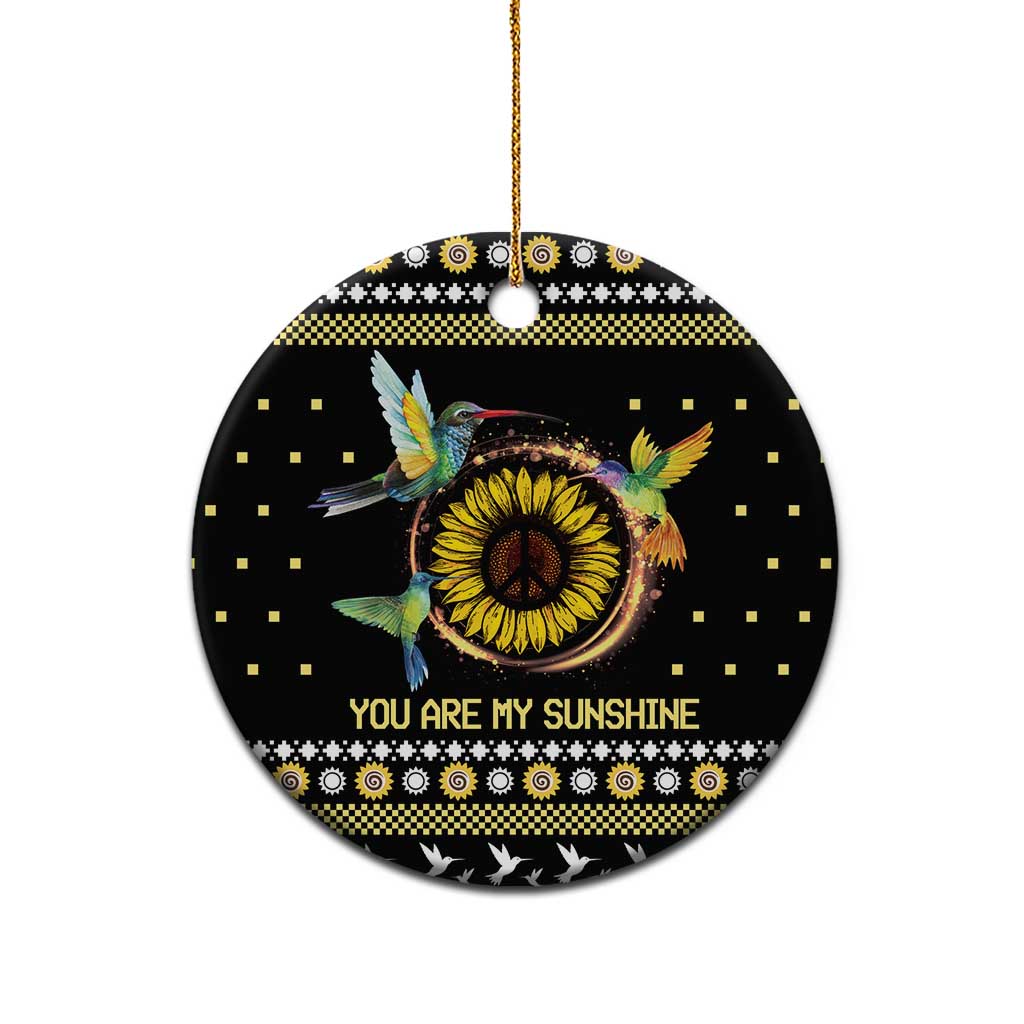 Hummingbird Sunflower Christmas Ceramic Ornament You Are My Sunshine DT03