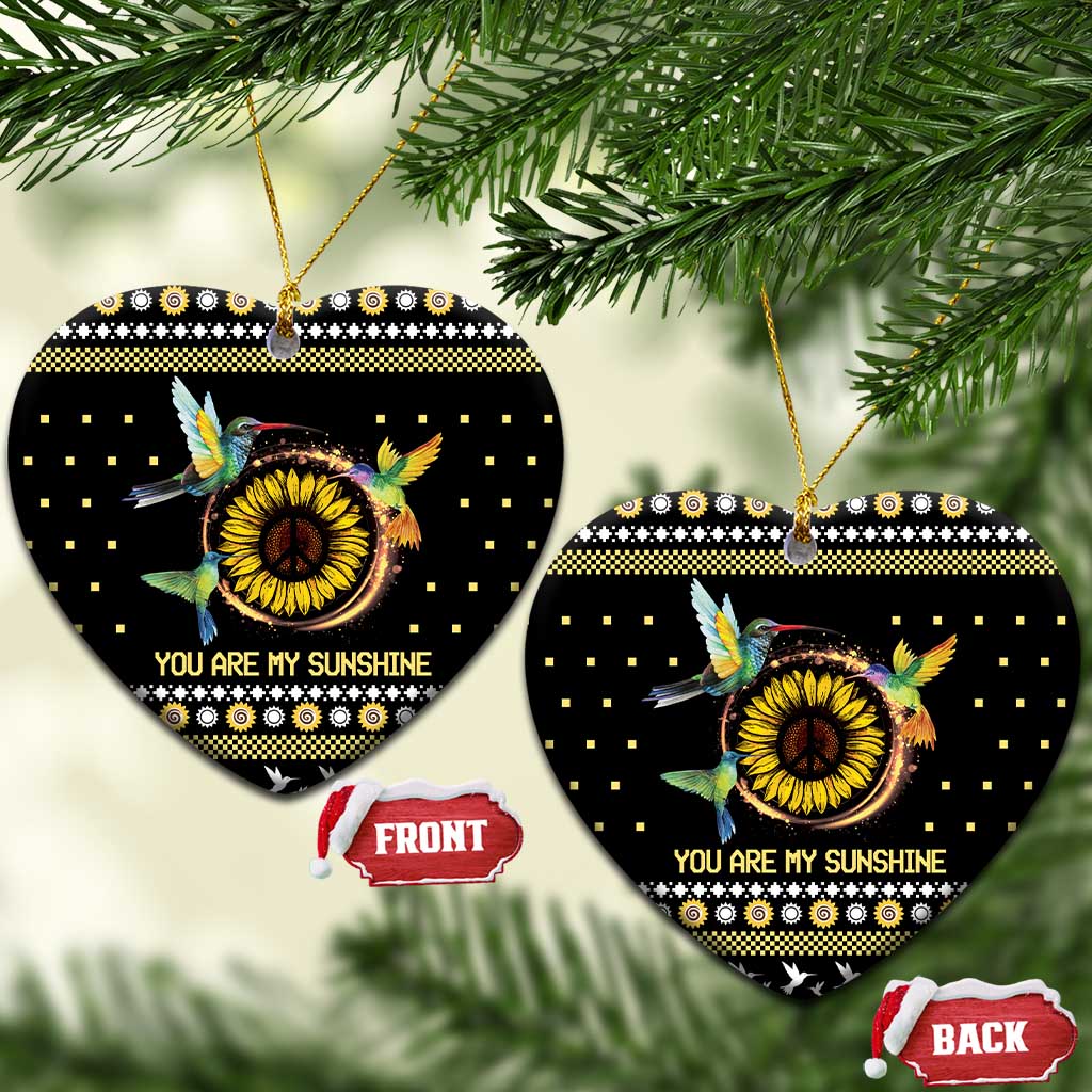Hummingbird Sunflower Christmas Ceramic Ornament You Are My Sunshine DT03