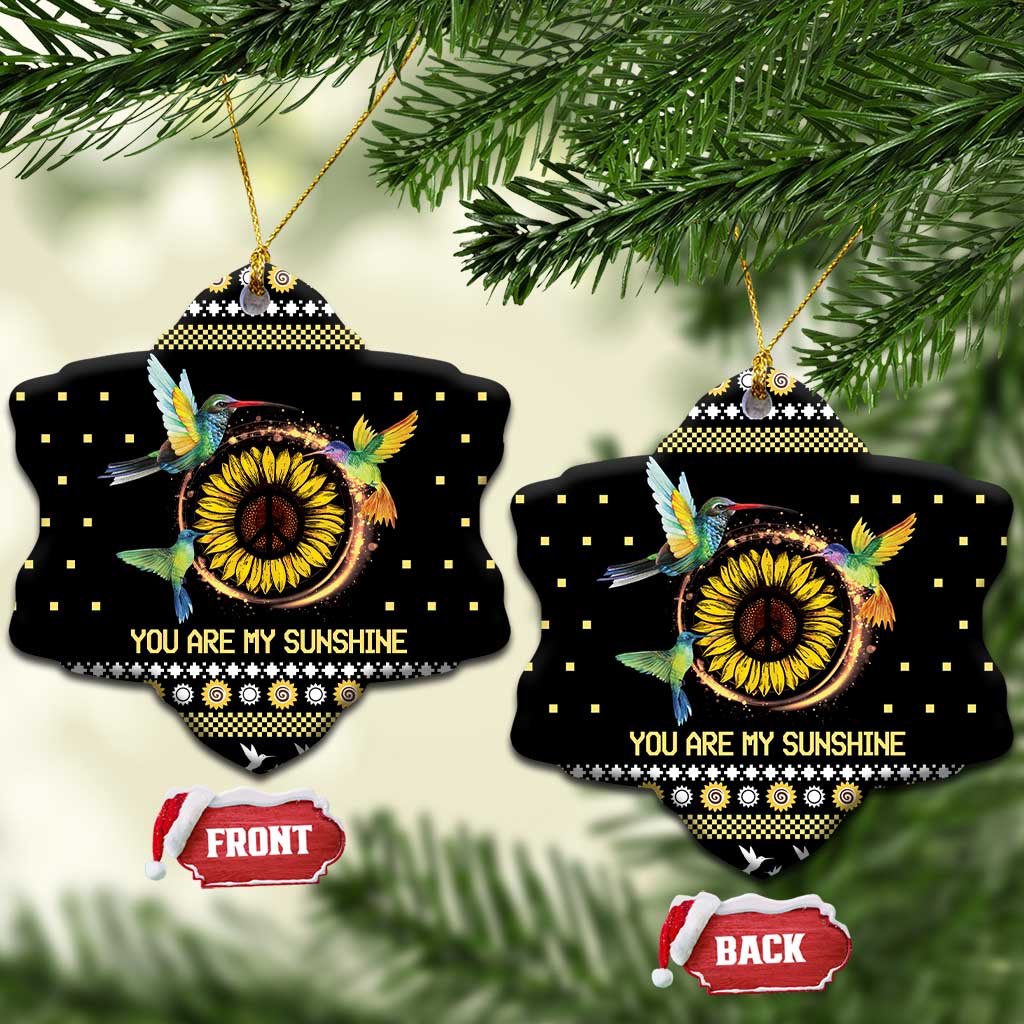 Hummingbird Sunflower Christmas Ceramic Ornament You Are My Sunshine DT03