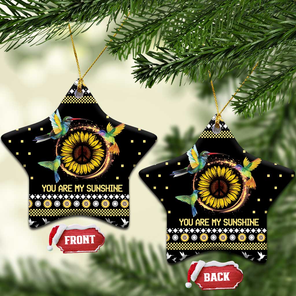 Hummingbird Sunflower Christmas Ceramic Ornament You Are My Sunshine DT03