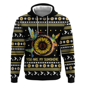 Hummingbird Sunflower Christmas Hoodie You Are My Sunshine DT03