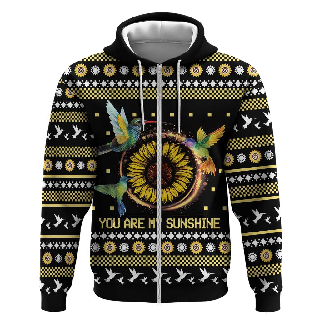 Hummingbird Sunflower Christmas Hoodie You Are My Sunshine DT03