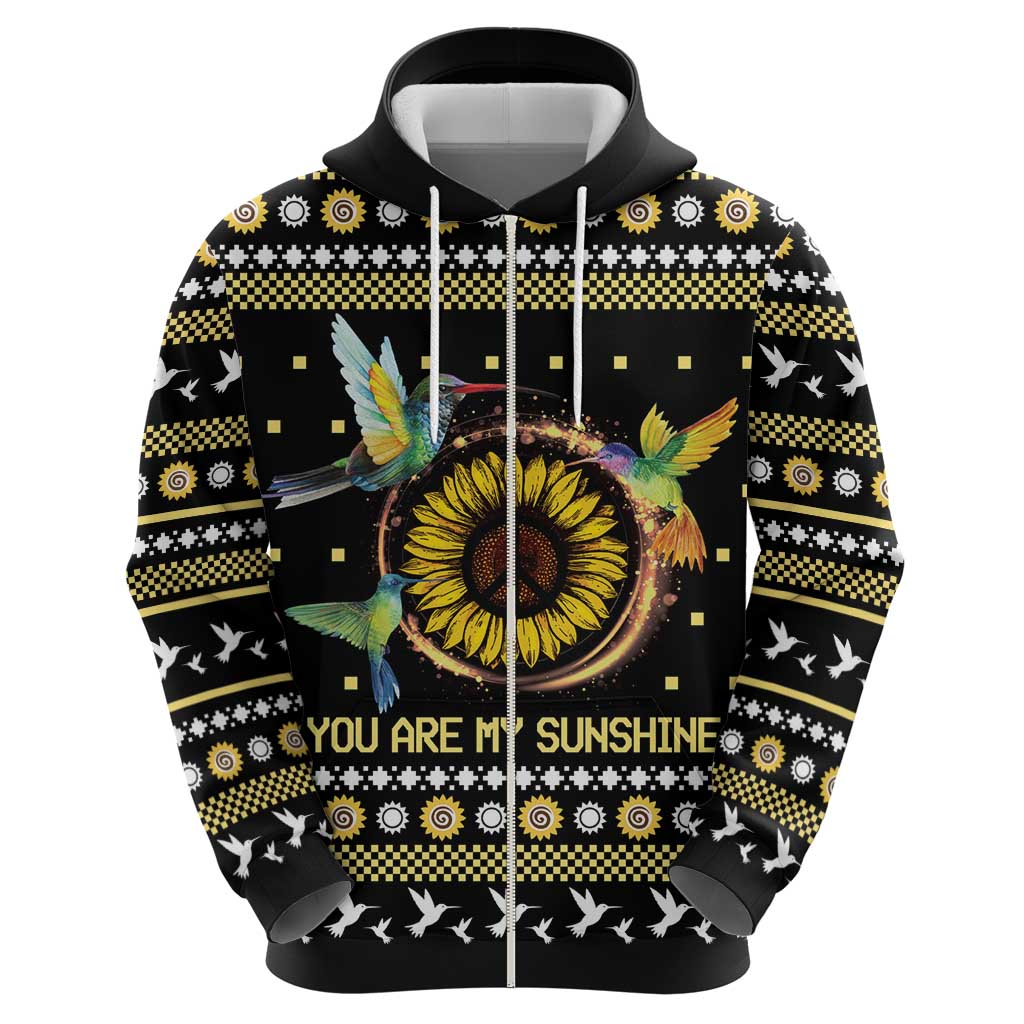 Hummingbird Sunflower Christmas Hoodie You Are My Sunshine DT03
