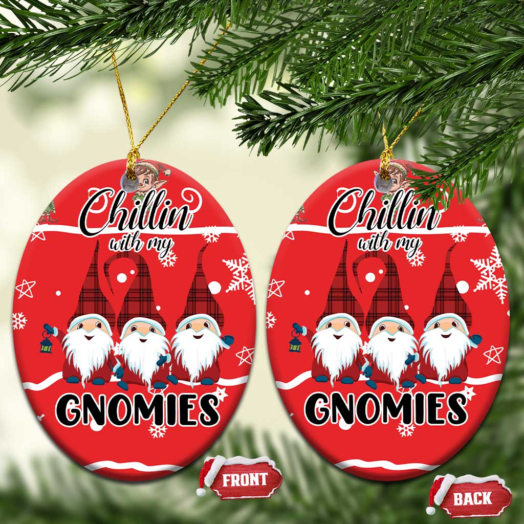 Chillin With My Gnomies Ceramic Ornament Merry Christmas DT03