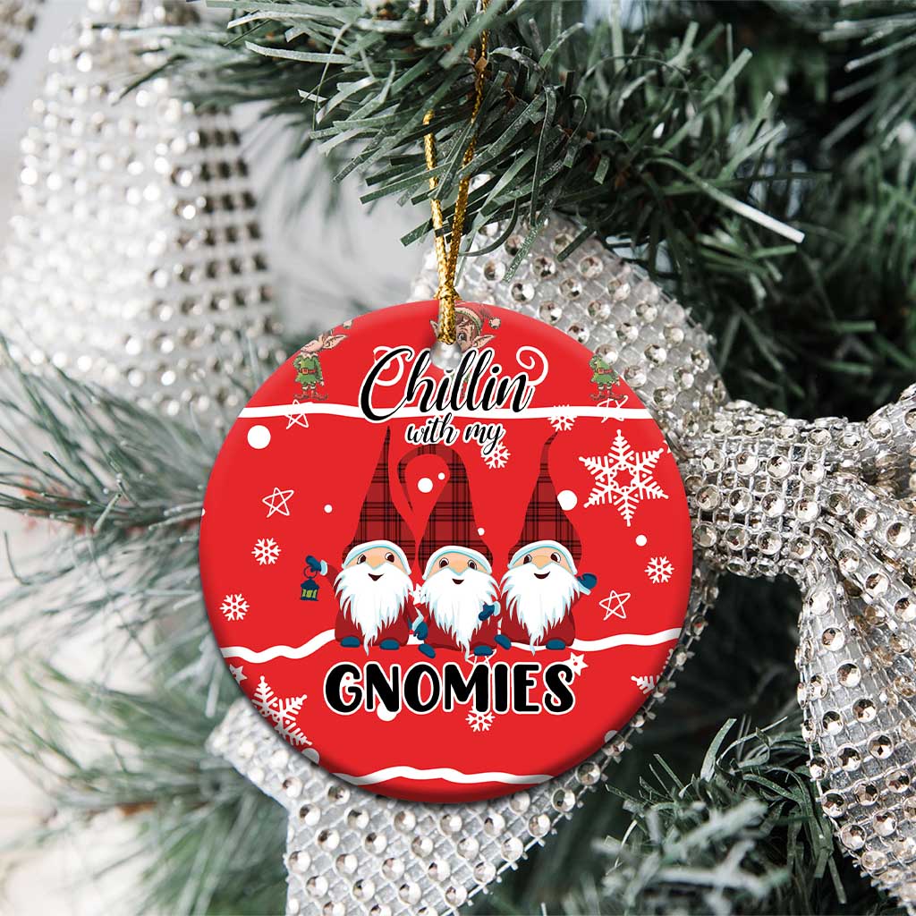Chillin With My Gnomies Ceramic Ornament Merry Christmas DT03