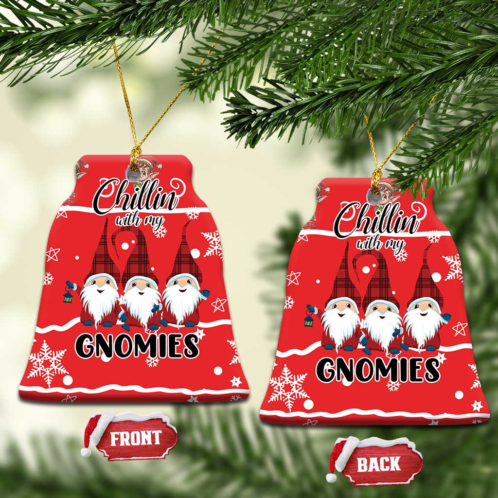 Chillin With My Gnomies Ceramic Ornament Merry Christmas DT03