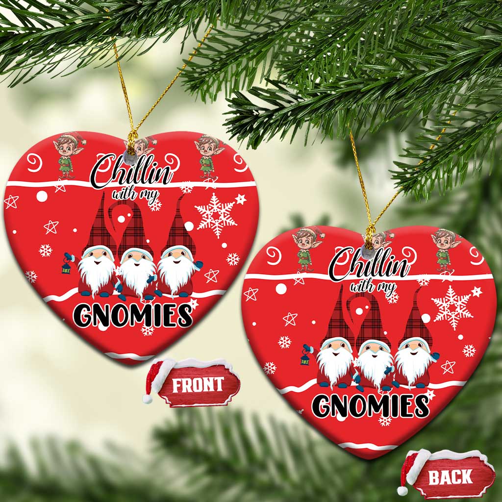 Chillin With My Gnomies Ceramic Ornament Merry Christmas DT03