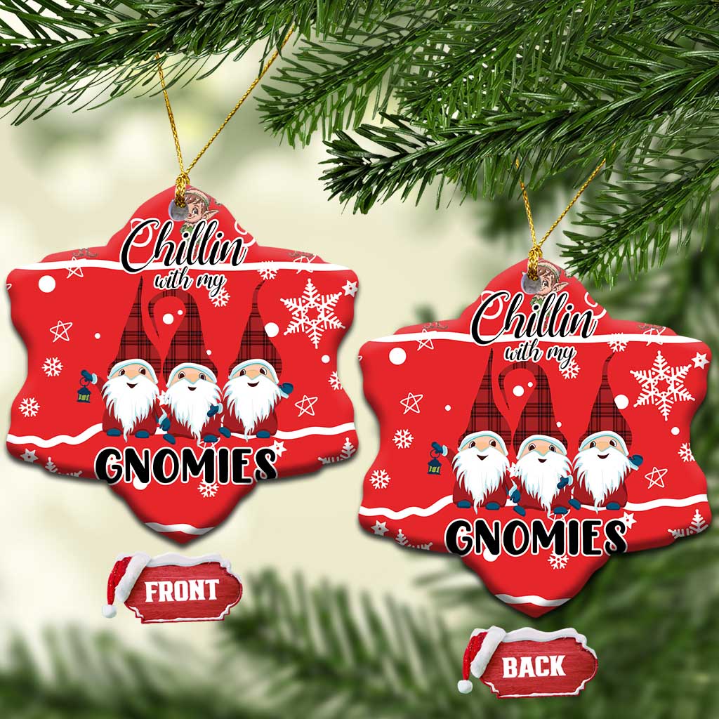 Chillin With My Gnomies Ceramic Ornament Merry Christmas DT03