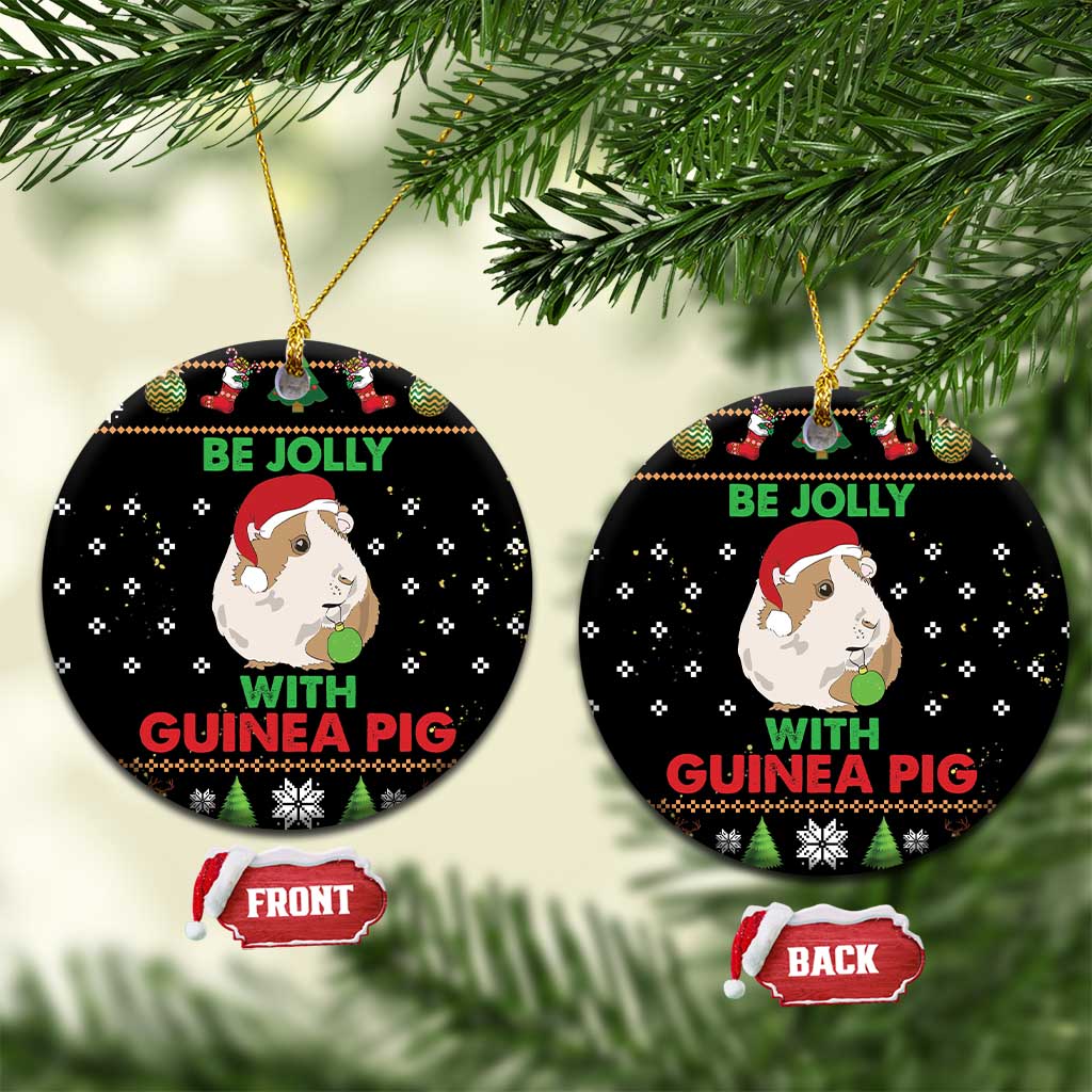 Guinea Pig Christmas Ceramic Ornament Be Jolly With Guinea Pig DT03