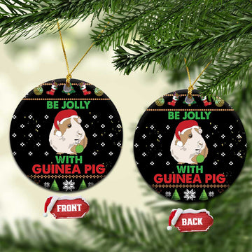 Guinea Pig Christmas Ceramic Ornament Be Jolly With Guinea Pig DT03