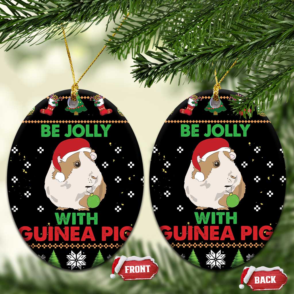 Guinea Pig Christmas Ceramic Ornament Be Jolly With Guinea Pig DT03