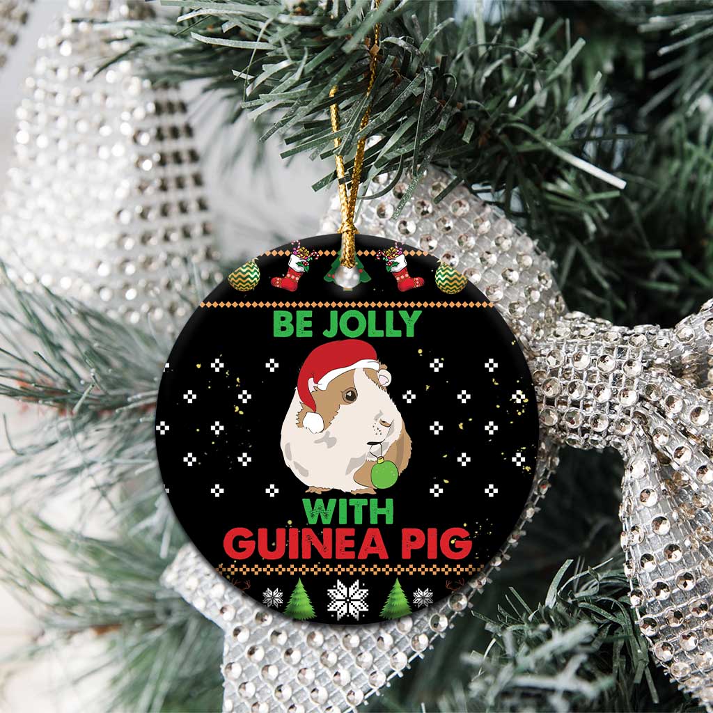 Guinea Pig Christmas Ceramic Ornament Be Jolly With Guinea Pig DT03