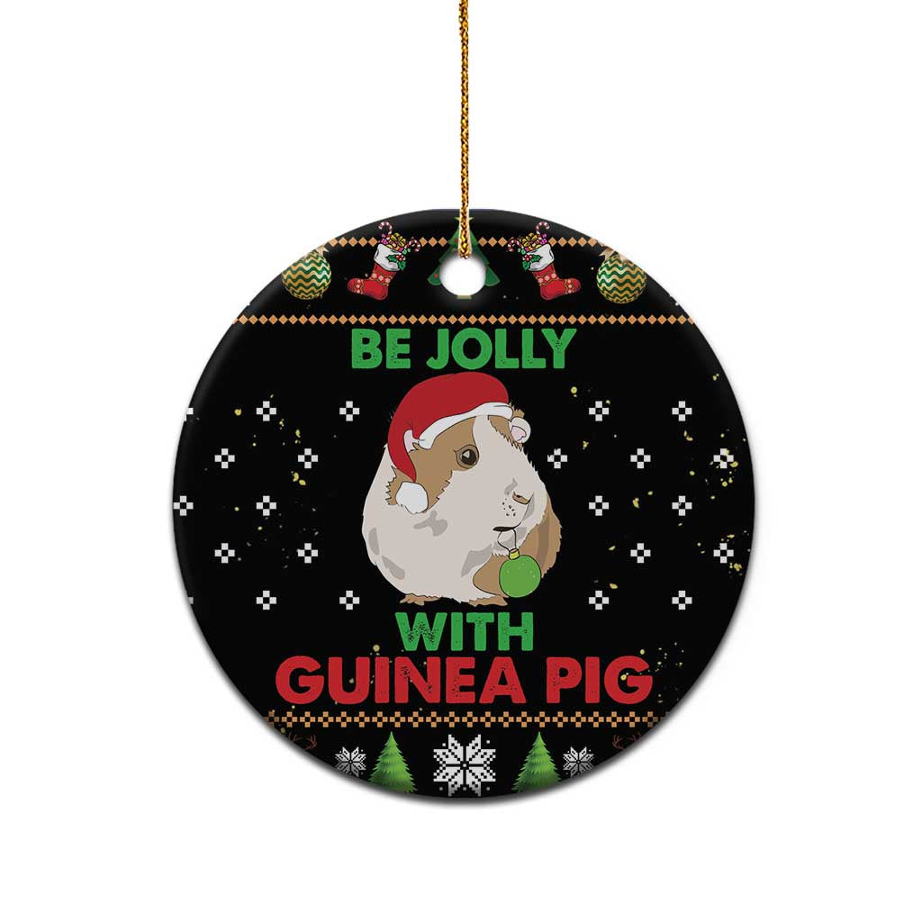 Guinea Pig Christmas Ceramic Ornament Be Jolly With Guinea Pig DT03