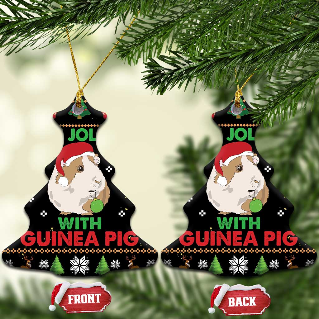 Guinea Pig Christmas Ceramic Ornament Be Jolly With Guinea Pig DT03