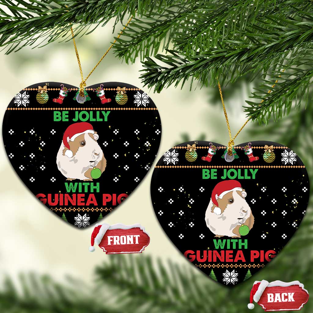 Guinea Pig Christmas Ceramic Ornament Be Jolly With Guinea Pig DT03