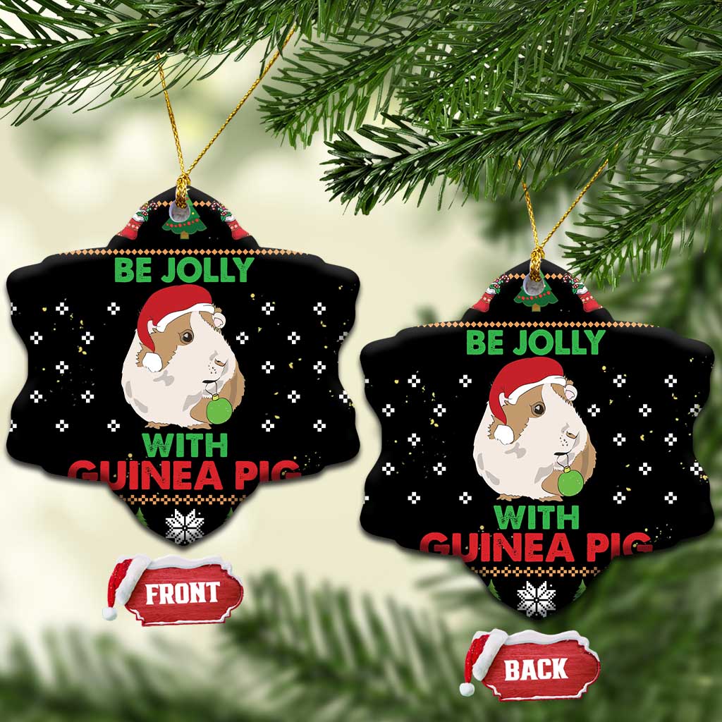 Guinea Pig Christmas Ceramic Ornament Be Jolly With Guinea Pig DT03